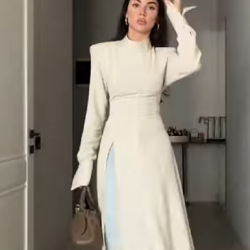 Women Formal Wear Dress - Women's Elegant High Neck Long Sleeve