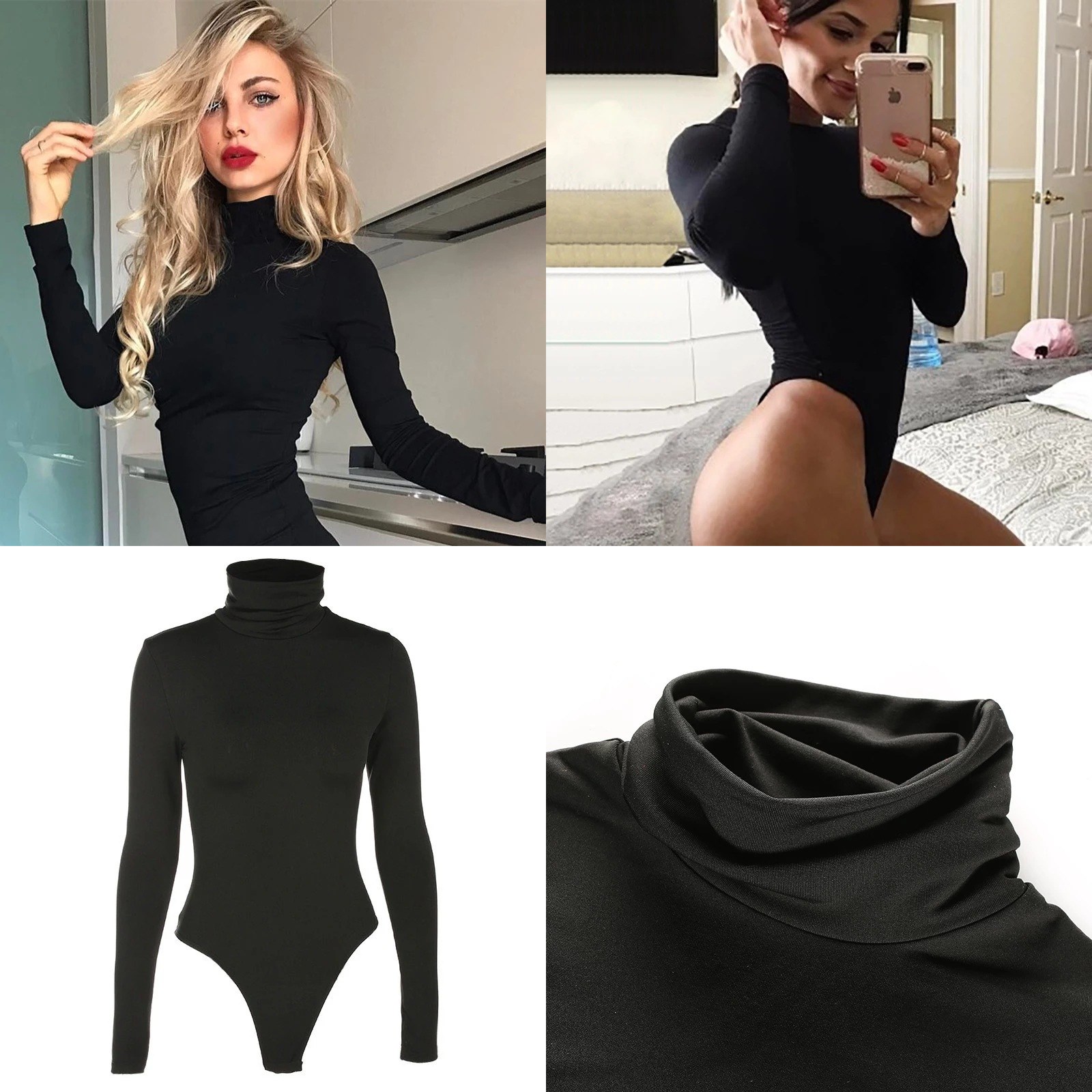 Turtleneck Bodysuit Office - Turtleneck Bodysuit Women Long Sleeve Solid