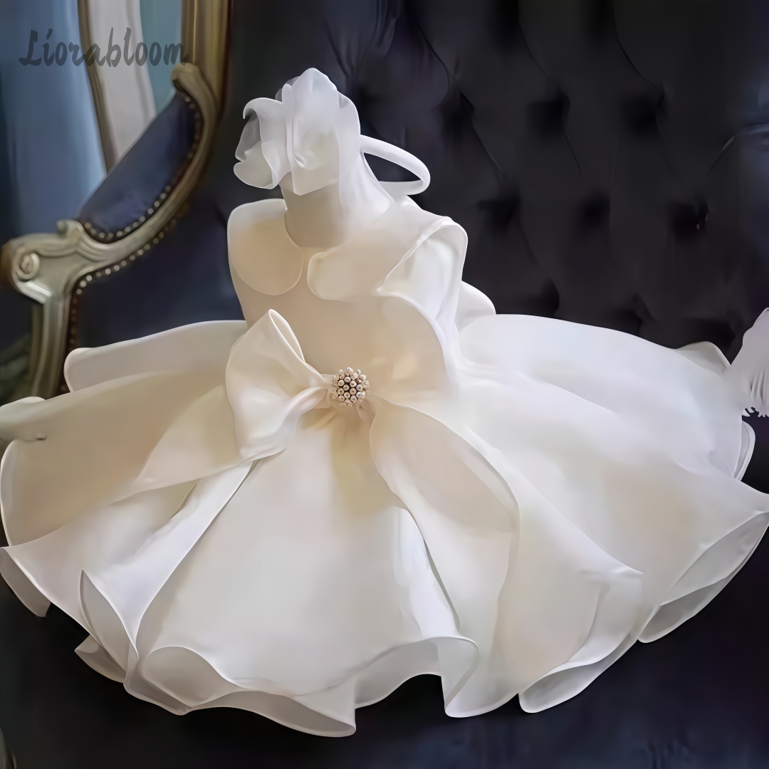 Women Formal Wear Dress - White Pearl Embellished Dress Wedding Flower