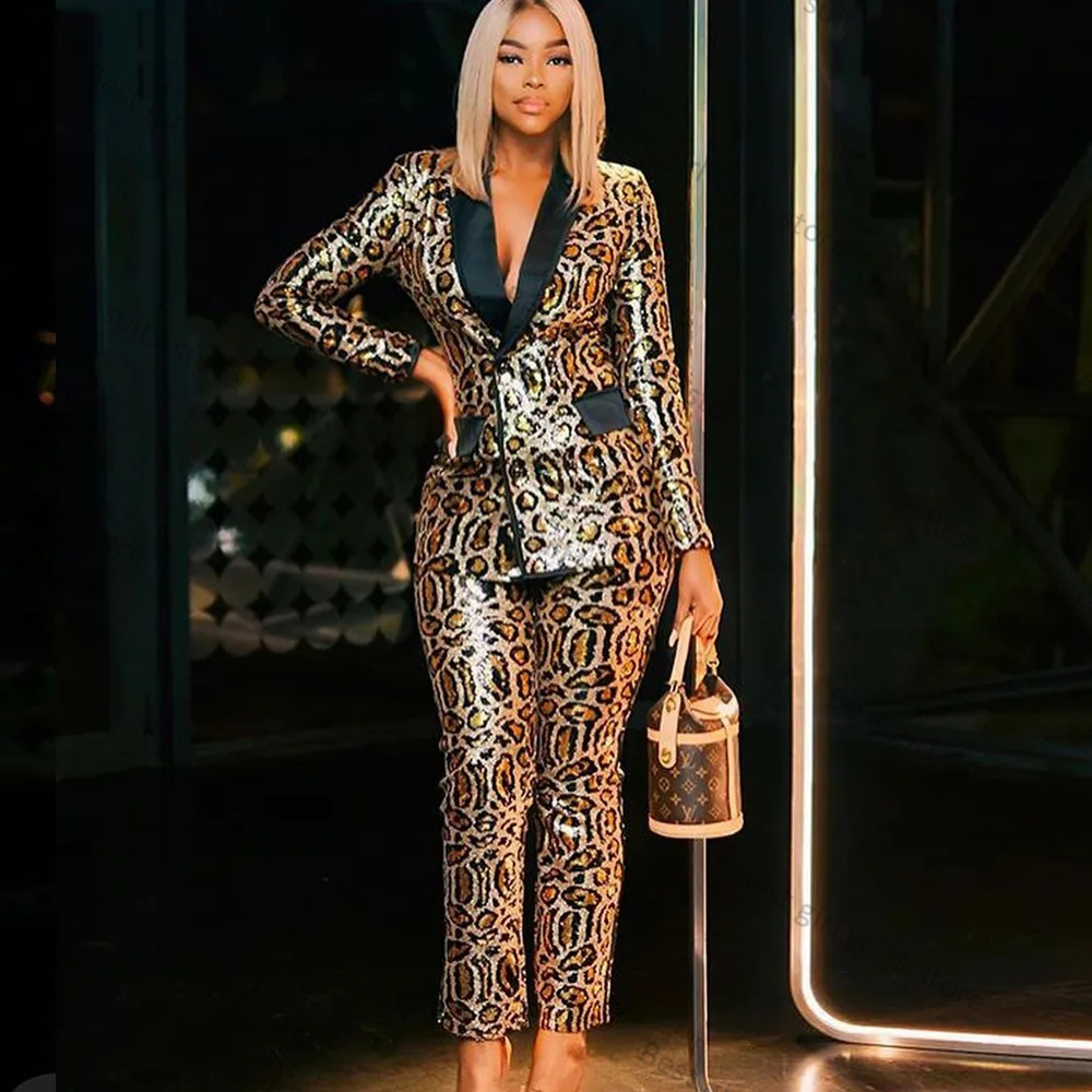 Leopard Printed 2 Piece Women  - đánh giá và giá Tailored Trouser Wide
