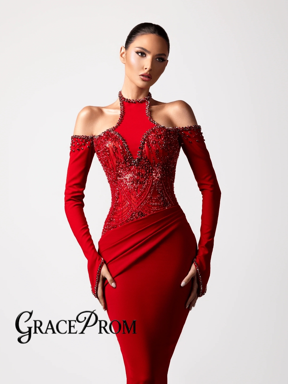 Red Sexy Halter Evening Dress  - đánh giá và giá Formal Gala Wear Women