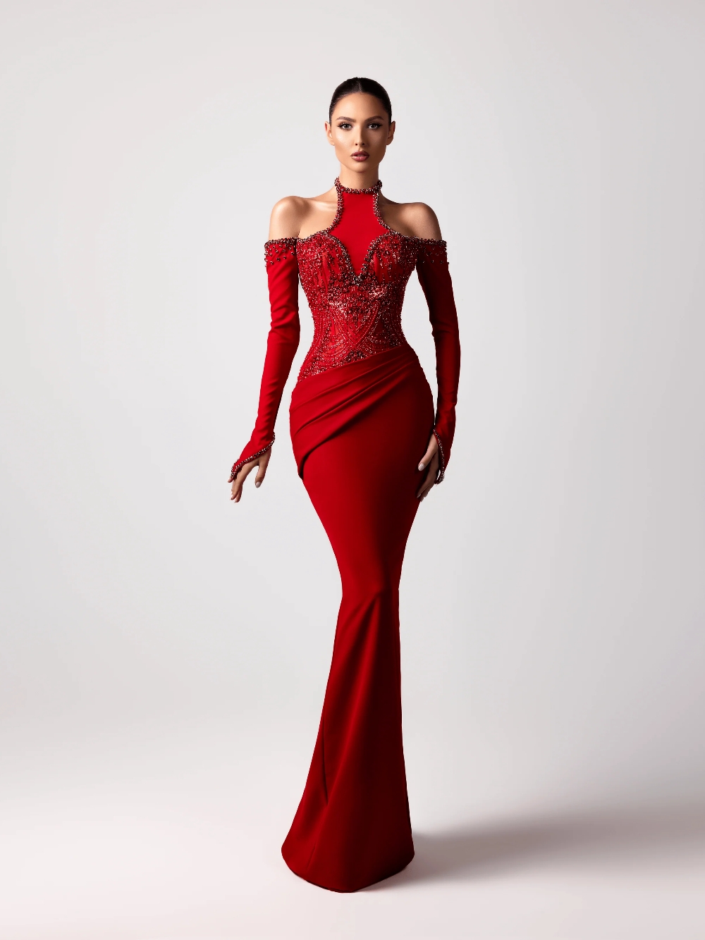 Red Sexy Halter Evening Dress  - đánh giá và giá Formal Gala Wear Women