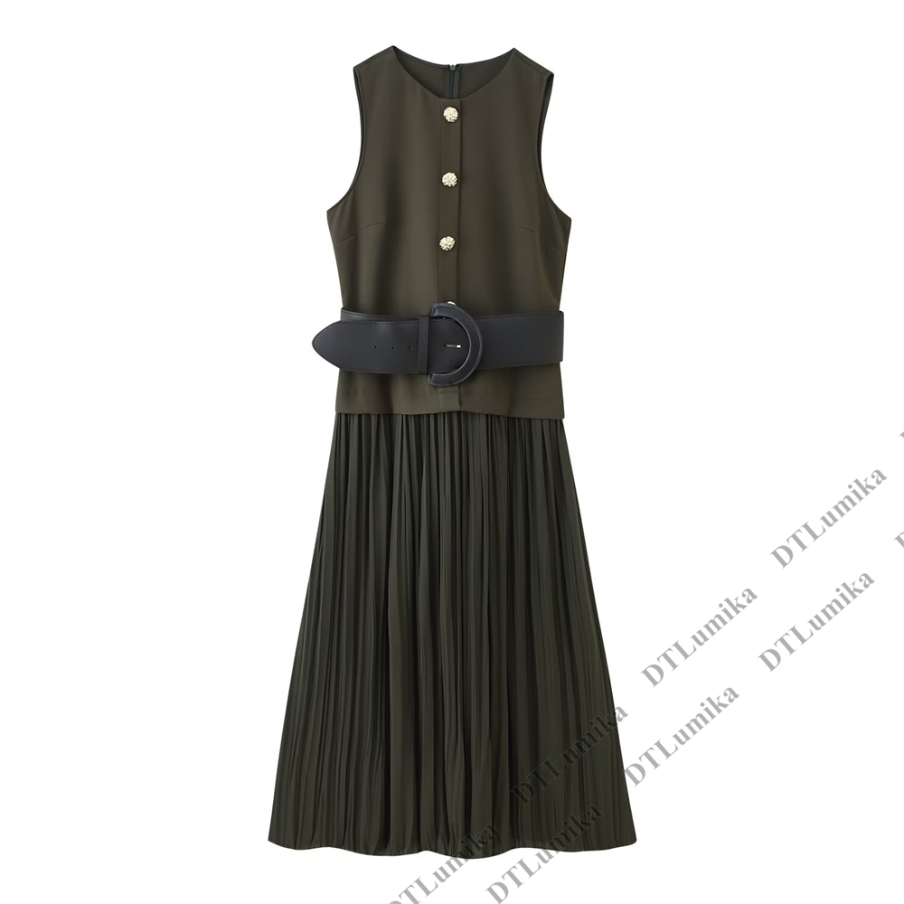 Women’s Olive Green Sleeveless - đánh giá và giá Women Formal Wear Belt