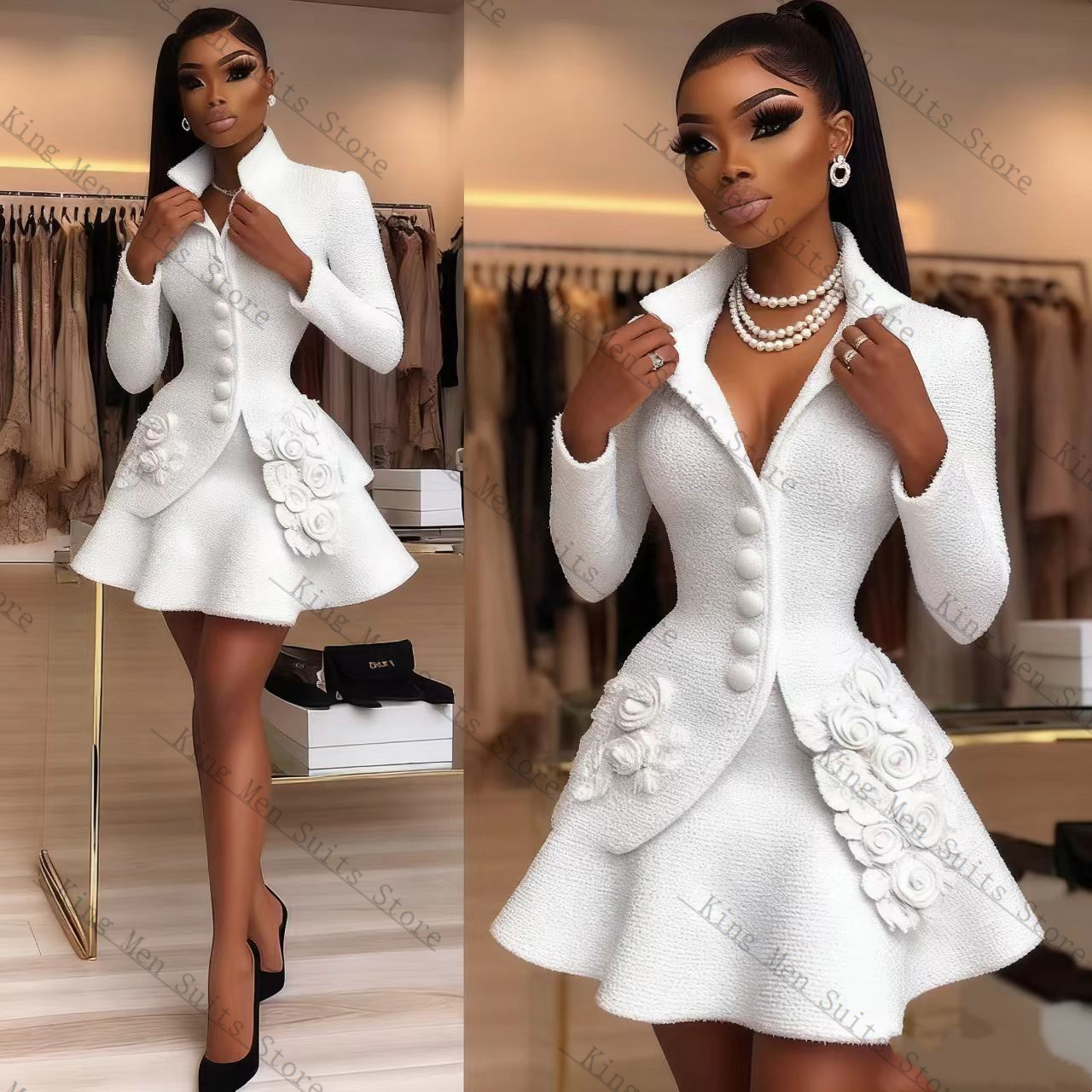 Luxury White Women Suit Set 2  - đánh giá và giá Women Luxury Formal Wear