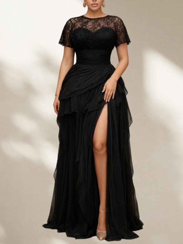 Elegant Plus Size Lace Mesh Ev - đánh giá và giá Women Formal Wear Dress