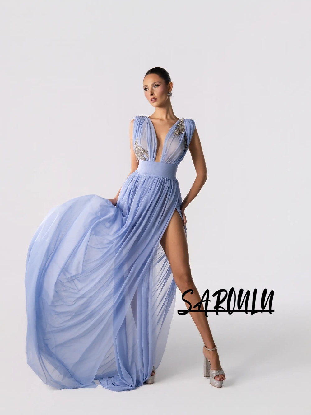Light Blue Sexy Deep V Neck Ev - đánh giá và giá Formal Gala Wear Women