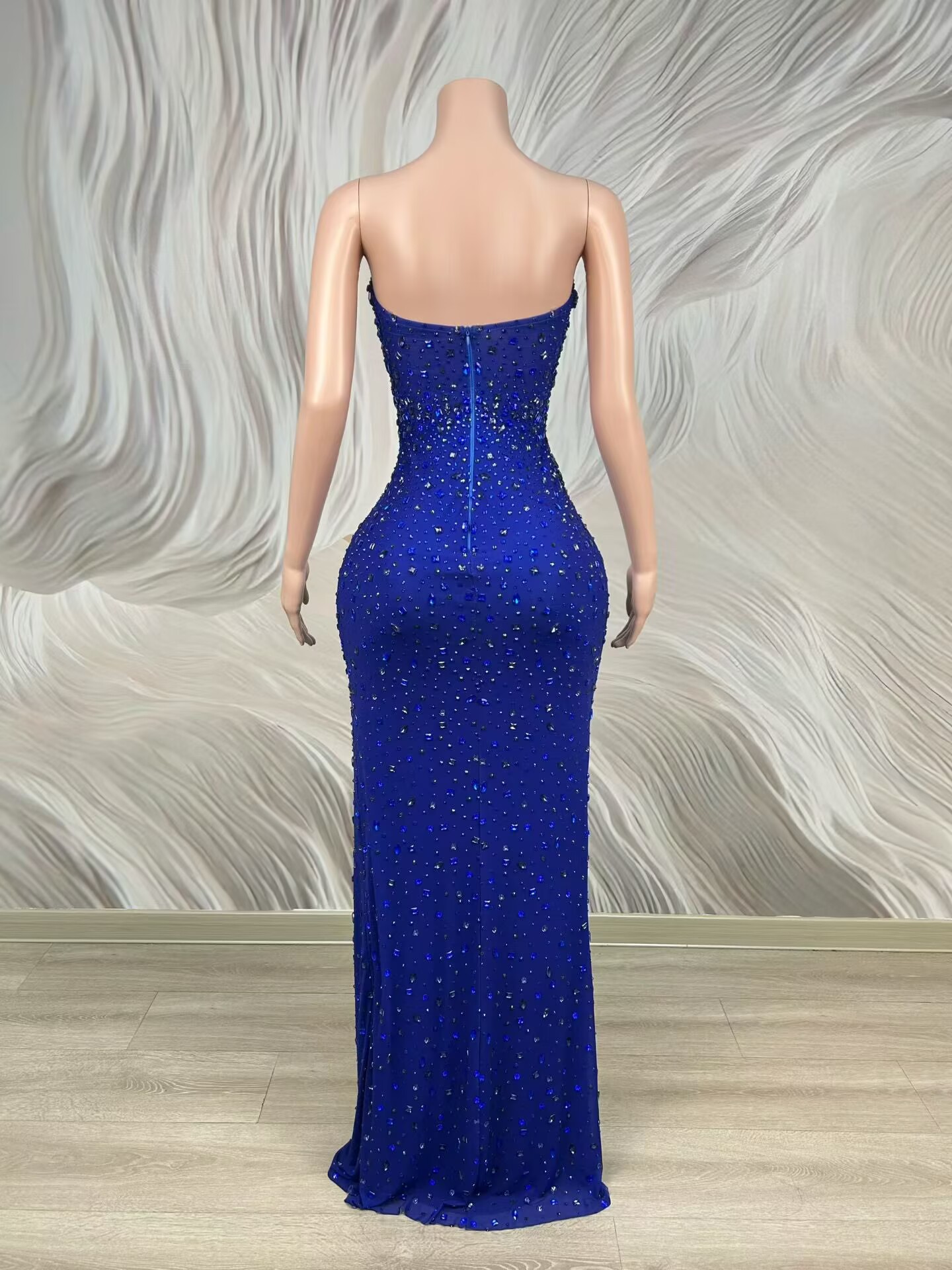 Sparkly Rhinestone Blue Strapl - đánh giá và giá Formal Gala Wear Women