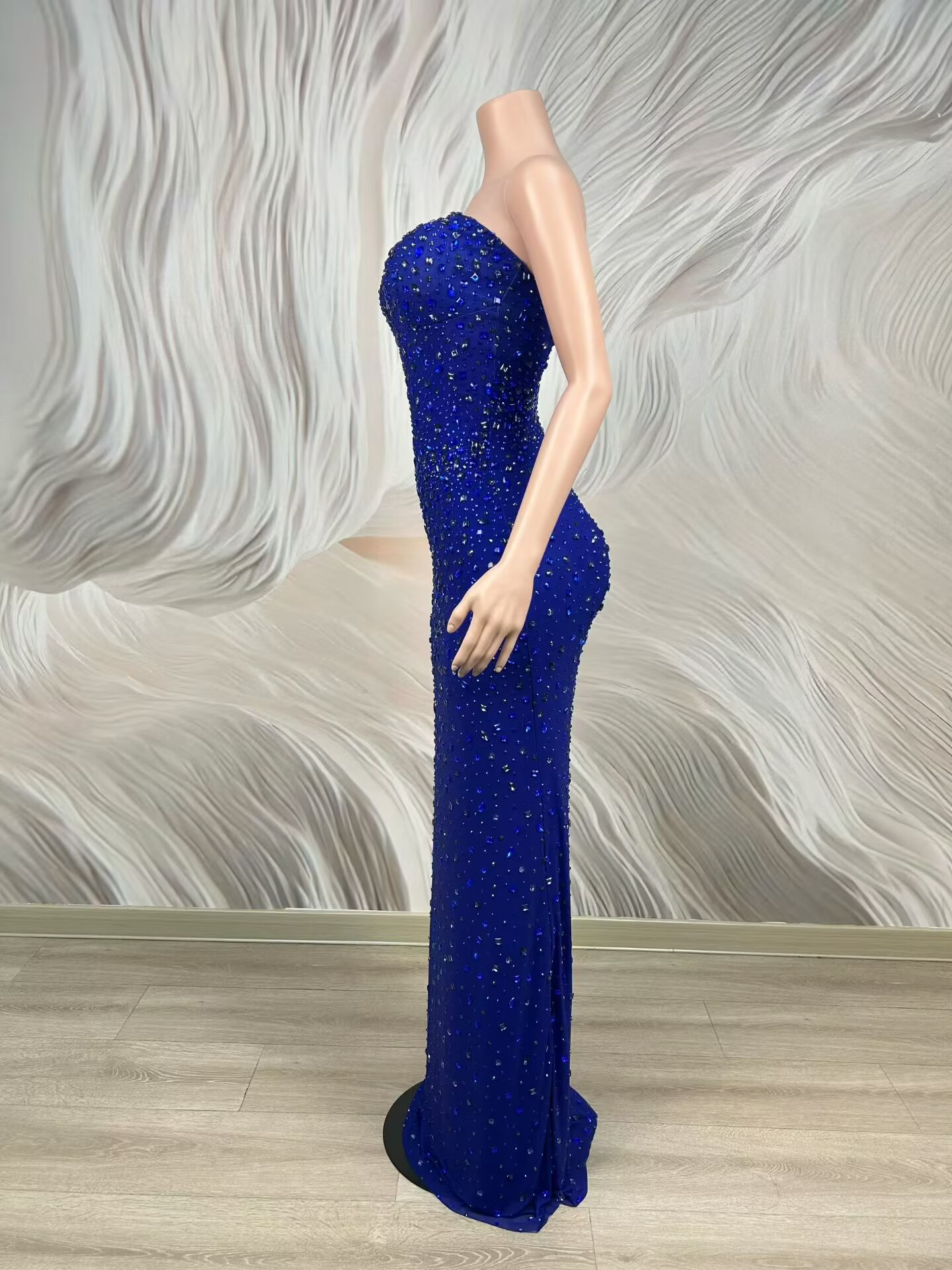 Sparkly Rhinestone Blue Strapl - đánh giá và giá Formal Gala Wear Women